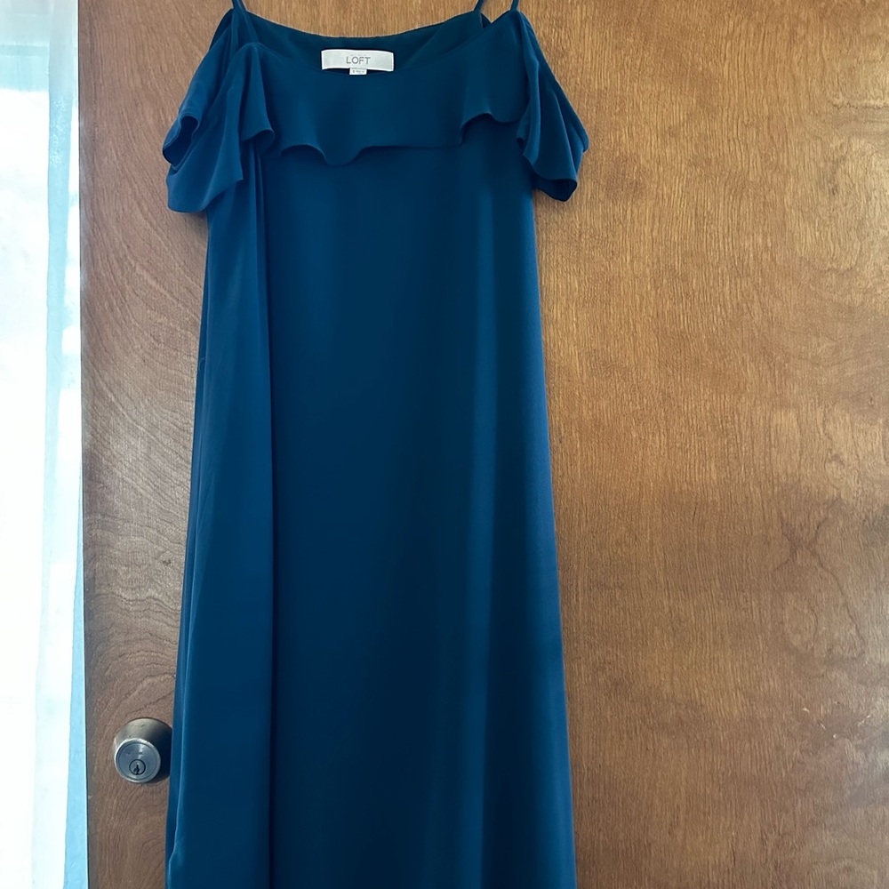 LOFT Teal Off-Shoulder Mini Dress